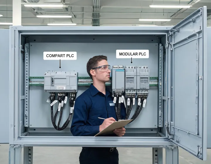 PLC engineer comparing compact and modular control architectures